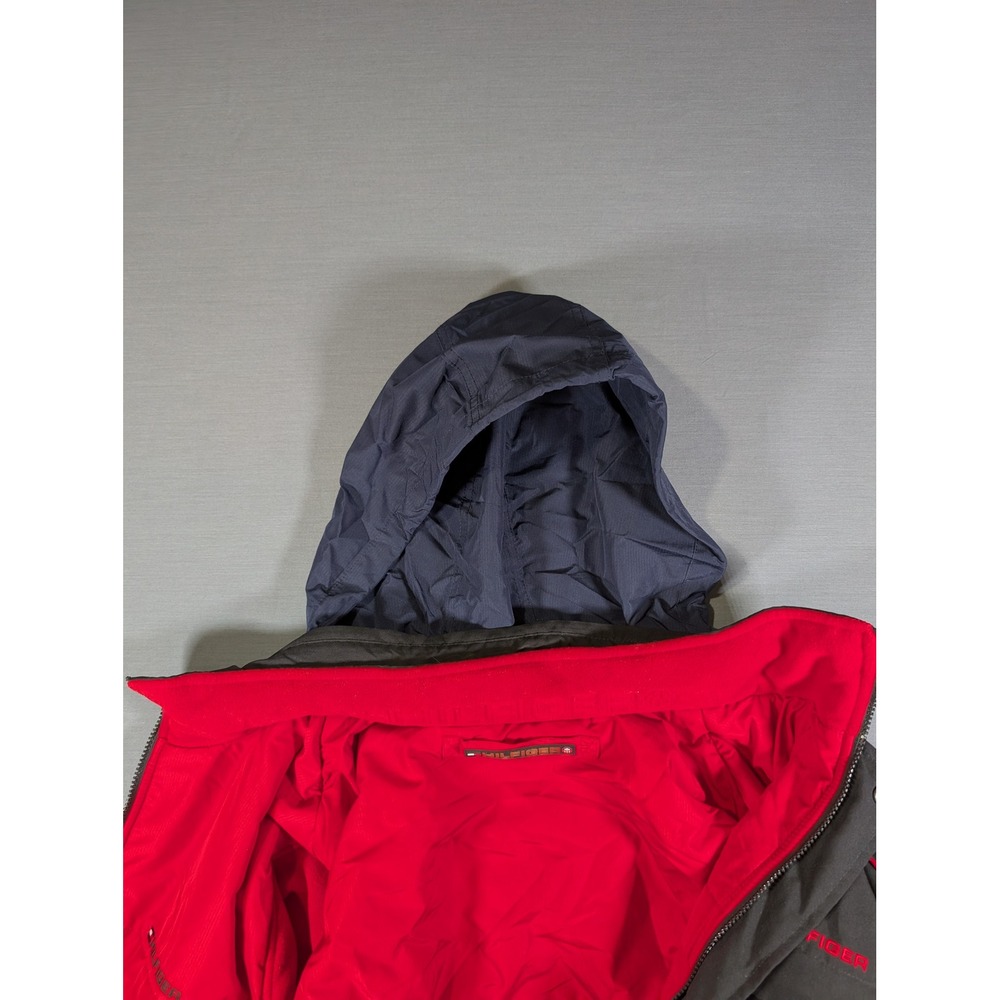 Tommy Hilfiger Reversible Fleece Jacket Red Black Hooded Mens Large Vintage - Picture 6 of 14